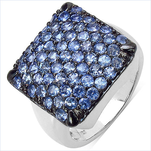 Bids.com 2.21 Carat Genuine Tanzanite .925 Sterling Silver Ring Rings White Smoke size 7.00,size 6.00,size 8.00,size 9.00