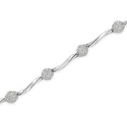 Bids.com .925 Sterling Silver 1/4 Cttw Diamond Cluster Miracle-Set Station & Twisted Bar 7" Tennis Bracelet (H-I Color, I2-I3 Clarity) Bracelets White Smoke White.Sterling Silver / 7