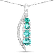 Bids.com 0.34 Carat Genuine Zambian Emerald and White Diamond 14K White Gold Pendant Pendants White Smoke