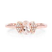 Bids.com 0.46 Carat Genuine Morganite and White Diamond 14K Rose Gold Ring Rings White Smoke size 7.00,size 5.00,size 6.00,size 8.00,size 9.00
