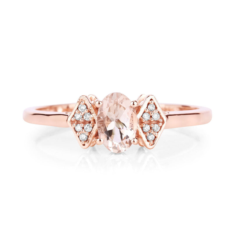 Bids.com 0.46 Carat Genuine Morganite and White Diamond 14K Rose Gold Ring Rings White Smoke size 7.00,size 5.00,size 6.00,size 8.00,size 9.00