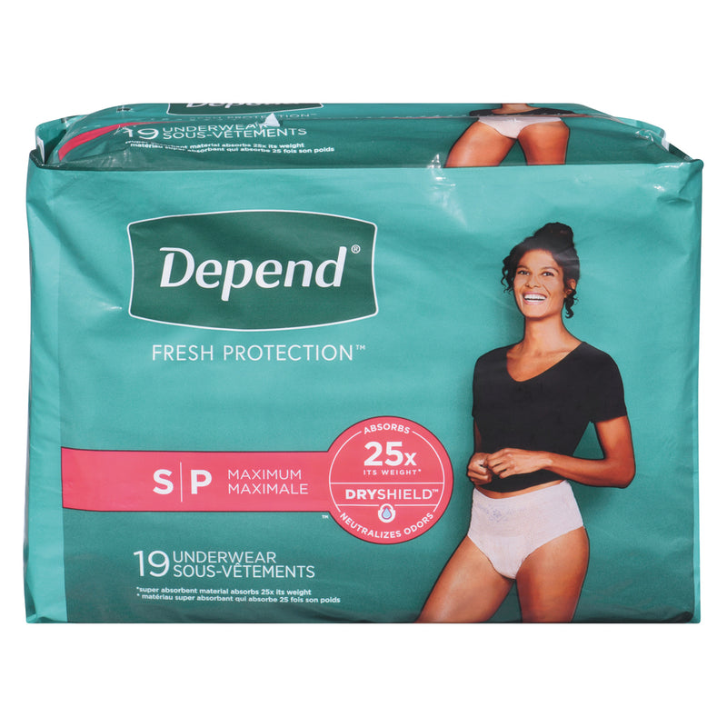 Depend Depend Fresh Protection Incontinence Underwear for Women, Size Small, 19 Count Incontinence Aids Medium Aquamarine