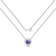 Bids.com 0.55 Carat Genuine Tanzanite and White Topaz .925 Sterling Silver Necklace Necklaces White Smoke