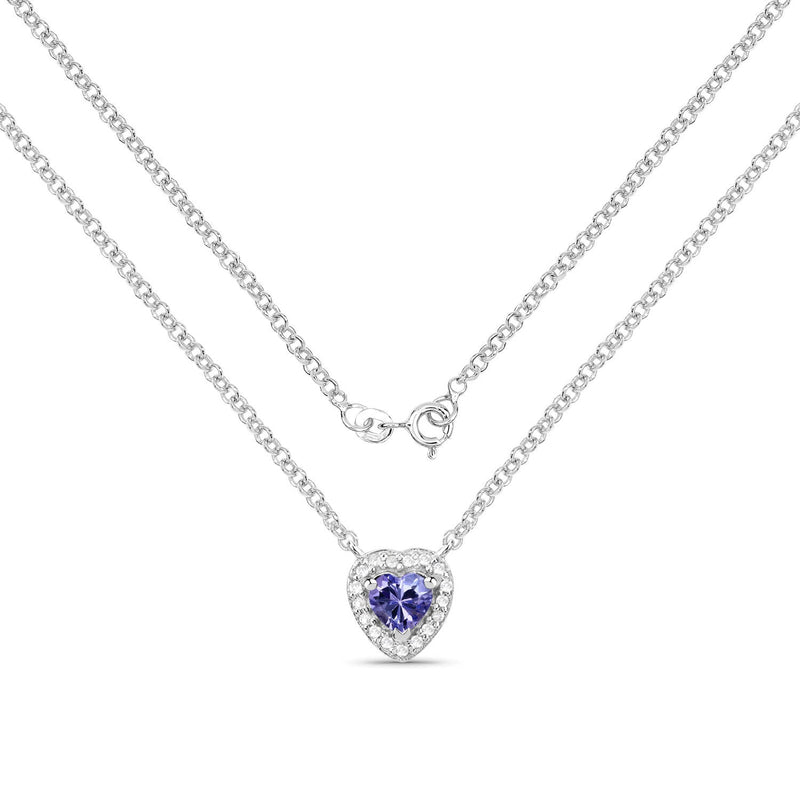 Bids.com 0.55 Carat Genuine Tanzanite and White Topaz .925 Sterling Silver Necklace Necklaces White Smoke