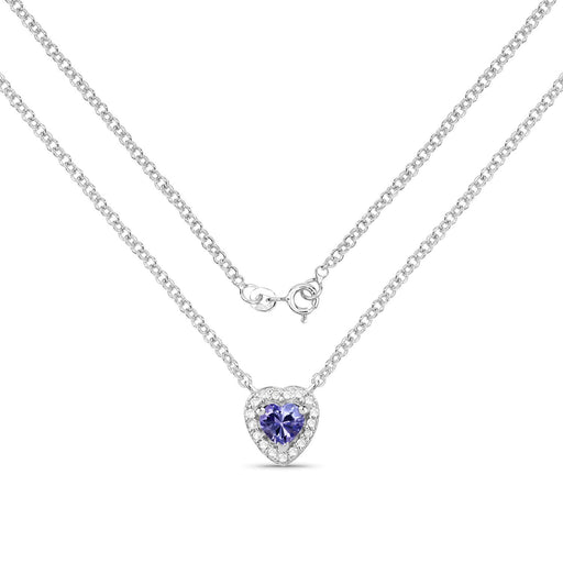 Bids.com 0.55 Carat Genuine Tanzanite and White Topaz .925 Sterling Silver Necklace Necklaces White Smoke