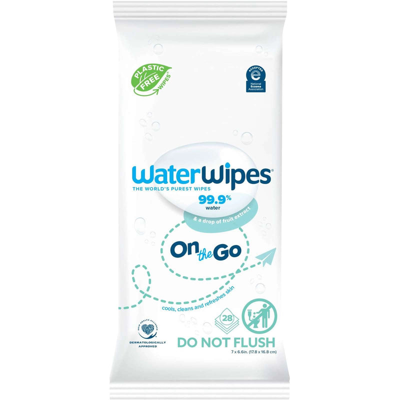 WaterWipes WaterWipes Sensitive+ On The Go Wipes 3-In-1  Unscented & Hypoallergenic 28 Ct Baby Wipes White Smoke