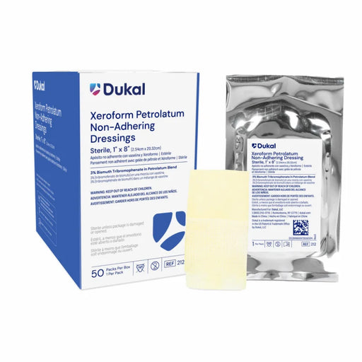 Dukal DUK Xeroform Petrolatum Gauze Dressing, 1" x 8", 50 Count Medical Tape & Bandages White Smoke