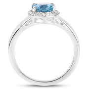 Bids.com 2.13 Carat Genuine London Blue Topaz and White Topaz .925 Sterling Silver Ring Rings White Smoke size 6.00,size 7.00,size 9.00,size 8.00,size 5.00