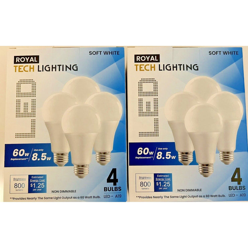 Pasteur Pharmacy 60Watt LED Light Bulbs 800 Lumens A19 Soft White E26 Screw Frosted 2 Pk Of 8 Pcs LED Light Bulbs Tan