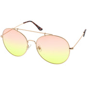 zeroUV Retro Indie Oversize Gradient Lens Aviator Sunglasses A942 White Smoke Gold Orange Yellow,Silver Blue Yellow,Gold Pink Purple,Silver Purple Pink,Black Brown Gradient