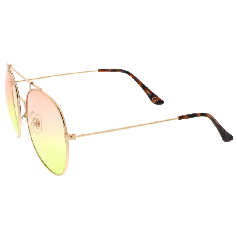 zeroUV Retro Indie Oversize Gradient Lens Aviator Sunglasses A942 White Smoke Gold Orange Yellow,Silver Blue Yellow,Gold Pink Purple,Silver Purple Pink,Black Brown Gradient