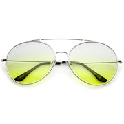 zeroUV Retro Indie Oversize Gradient Lens Aviator Sunglasses A942 White Smoke Silver Blue Yellow