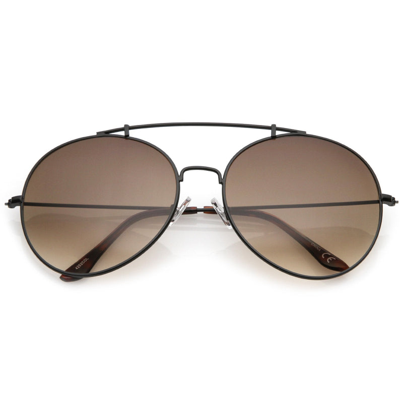 zeroUV Retro Indie Oversize Gradient Lens Aviator Sunglasses A942 White Smoke Black Brown Gradient