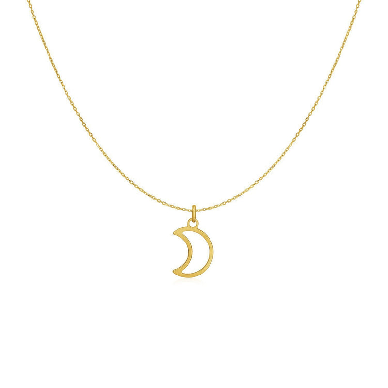 Bids.com 14k Yellow Gold Necklace with Moon Necklaces White Smoke 18 / Yellow Gold