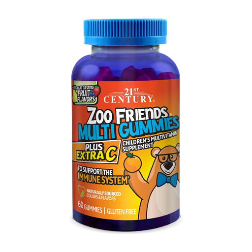 21st Century 21st Century Zoo Friends® MultiVitamin – 60 Gummies (Assorted Fruit Flavors) Vitamins & Supplements White Smoke