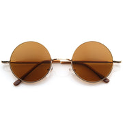 zeroUV Retro Hippie Metal Lennon Round Color Lens Sunglasses 8594 Sunglasses White Smoke Gold Brown