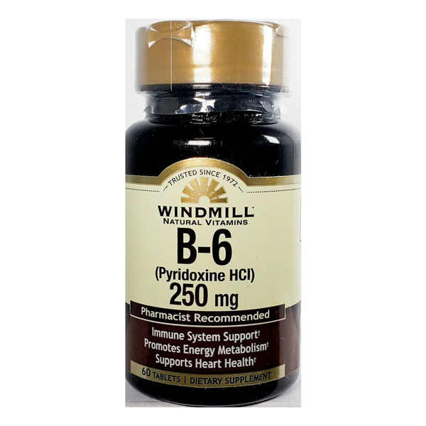 Windmill Windmill Vitamin B6 (250 Mg) - 60 Tablets Vitamins & Supplements Black