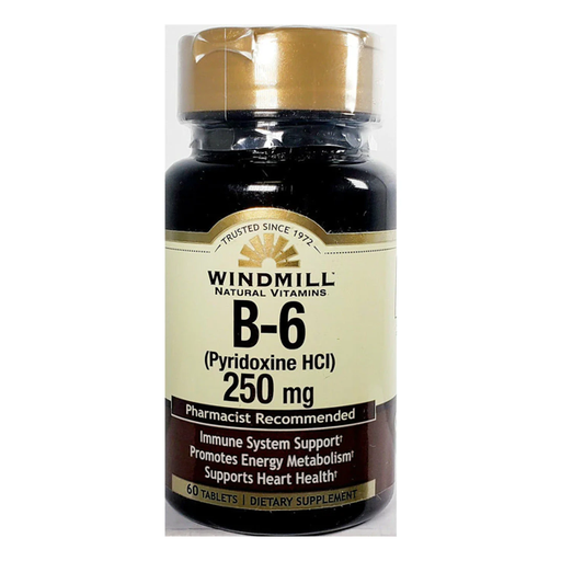 Windmill Windmill Vitamin B6 (250 Mg) - 60 Tablets Vitamins & Supplements Black