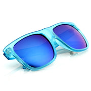 zeroUV Frosted Retro Flat Top Candy Color Mirrored Lens Sunglasses 8610 Sunglasses White Smoke Light Blue