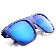 zeroUV Frosted Retro Flat Top Candy Color Mirrored Lens Sunglasses 8610 Sunglasses White Smoke Dark Blue