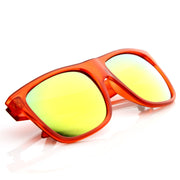 zeroUV Frosted Retro Flat Top Candy Color Mirrored Lens Sunglasses 8610 Sunglasses White Smoke Orange Sun