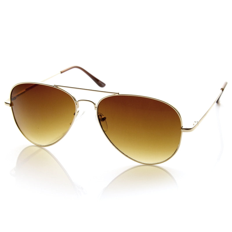 zeroUV Large Premium Metal Aviator Sunglasses W/ Spring Temples 1377 Sunglasses White Smoke Gold Amber,Gold Mirror,Gold Green,Gold Brown