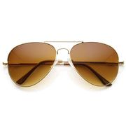 zeroUV Large Premium Metal Aviator Sunglasses W/ Spring Temples 1377 Sunglasses White Smoke Gold Amber