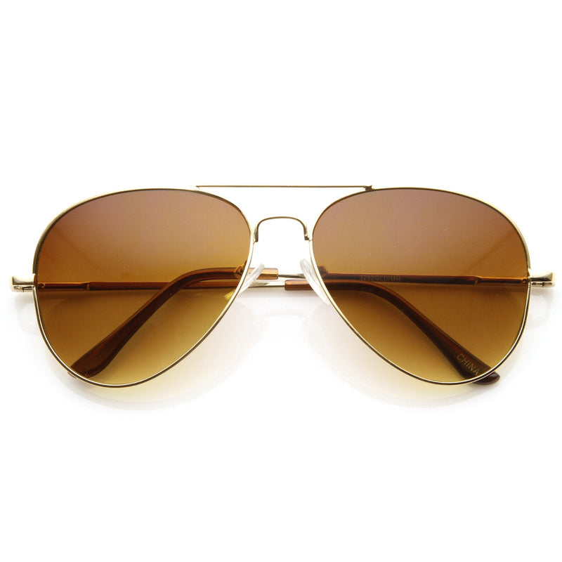 zeroUV Large Premium Metal Aviator Sunglasses W/ Spring Temples 1377 Sunglasses White Smoke Gold Amber