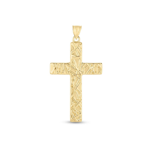Bids.com 14k Yellow Gold High Polish Textured Cross Pendant Pendants White Smoke Yellow Gold