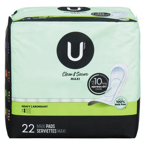 U by Kotex U by Kotex Security Maxi Pads, Heavy Flow, Long, Unscented Personal Care Light Gray