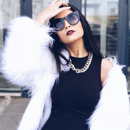 zeroUV Oversize Round Circle Pointed Cat Eye Sunglasses 9180 Sunglasses White Smoke Matte Black,Shiny Black Smoke,Tortoise Amber,Tortoise Smoke,Shiny Black Lavender,White Smoke,Red Smoke,White / Green Gradient