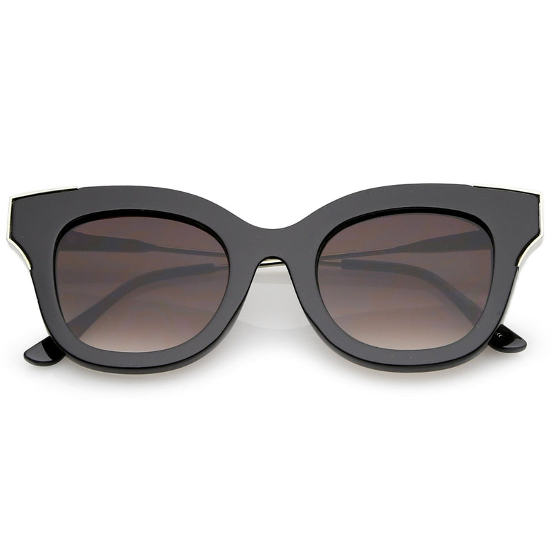 zeroUV Women's Oversize Flat Frame Cat Eye Sunglasses C071 Sunglasses White Smoke Black Silver Lavender