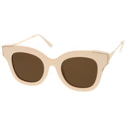 zeroUV Women's Oversize Flat Frame Cat Eye Sunglasses C071 Sunglasses White Smoke Black Silver Lavender,Black Gold Smoke,Tortoise Gold Amber,Creme Gold Brown