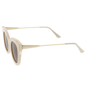 zeroUV Women's Oversize Flat Frame Cat Eye Sunglasses C071 Sunglasses White Smoke Black Silver Lavender,Black Gold Smoke,Tortoise Gold Amber,Creme Gold Brown