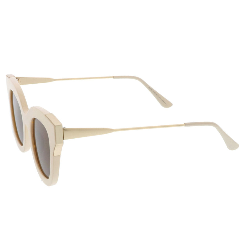 zeroUV Women's Oversize Flat Frame Cat Eye Sunglasses C071 Sunglasses White Smoke Black Silver Lavender,Black Gold Smoke,Tortoise Gold Amber,Creme Gold Brown
