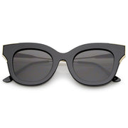 zeroUV Women's Oversize Flat Frame Cat Eye Sunglasses C071 Sunglasses Dim Gray Black Gold Smoke