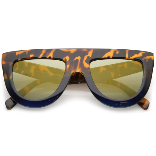zeroUV Oversize Retro Modern Flat Top Mirrored Lens Sunglasses C275 Sunglasses White Smoke Tortoise Blue Gold Mirror