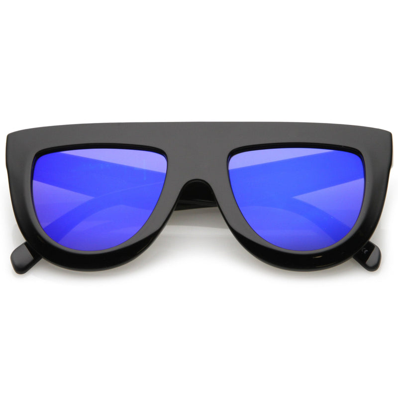 zeroUV Oversize Retro Modern Flat Top Mirrored Lens Sunglasses C275 Sunglasses White Smoke Black Blue Mirror