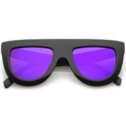 zeroUV Oversize Retro Modern Flat Top Mirrored Lens Sunglasses C275 Sunglasses Purple Matte Black Purple Mirror