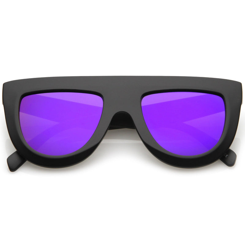 zeroUV Oversize Retro Modern Flat Top Mirrored Lens Sunglasses C275 Sunglasses Purple Matte Black Purple Mirror