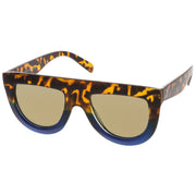 zeroUV Oversize Retro Modern Flat Top Mirrored Lens Sunglasses C275 Sunglasses White Smoke Black Silver Mirror,Tortoise Pink Mirror,Tortoise Blue Gold Mirror,Black Blue Mirror,Matte Black Purple Mirror