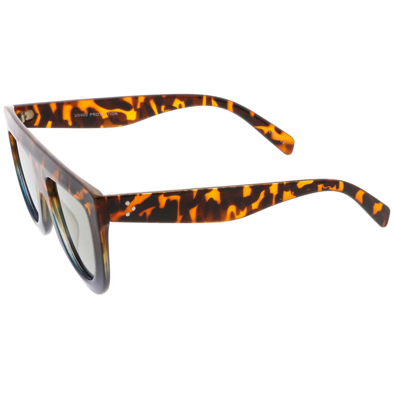 zeroUV Oversize Retro Modern Flat Top Mirrored Lens Sunglasses C275 Sunglasses White Smoke Black Silver Mirror,Tortoise Pink Mirror,Tortoise Blue Gold Mirror,Black Blue Mirror,Matte Black Purple Mirror