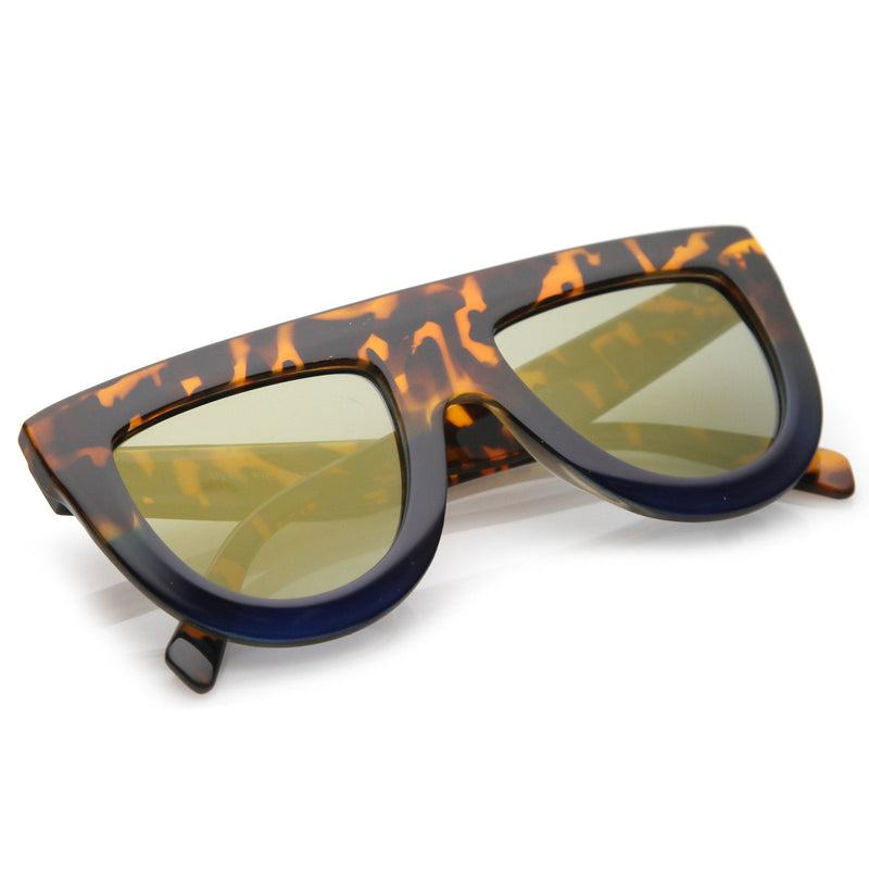 zeroUV Oversize Retro Modern Flat Top Mirrored Lens Sunglasses C275 Sunglasses White Smoke Black Silver Mirror,Tortoise Pink Mirror,Tortoise Blue Gold Mirror,Black Blue Mirror,Matte Black Purple Mirror