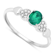 Bids.com 0.36 Carat Genuine Zambian Emerald and White Diamond 14K White Gold Ring Rings White Smoke size 5.00,size 6.00,size 7.00,size 8.00,size 9.00