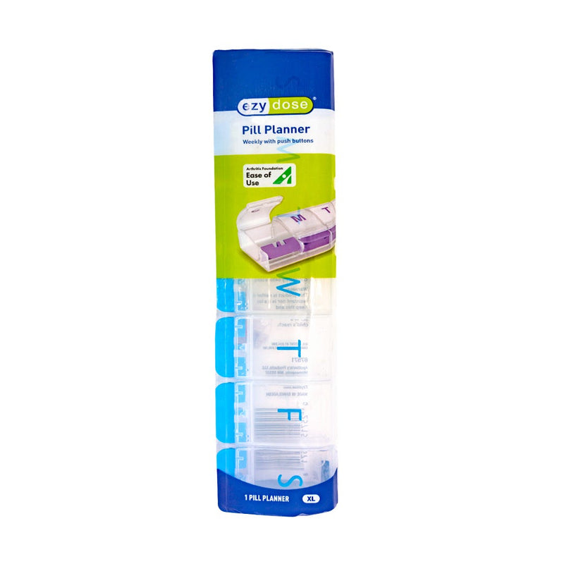 Ezy Dose Ezy Dose Weekly Push Button Pill Planner XL 67571 Pillbox White Smoke
