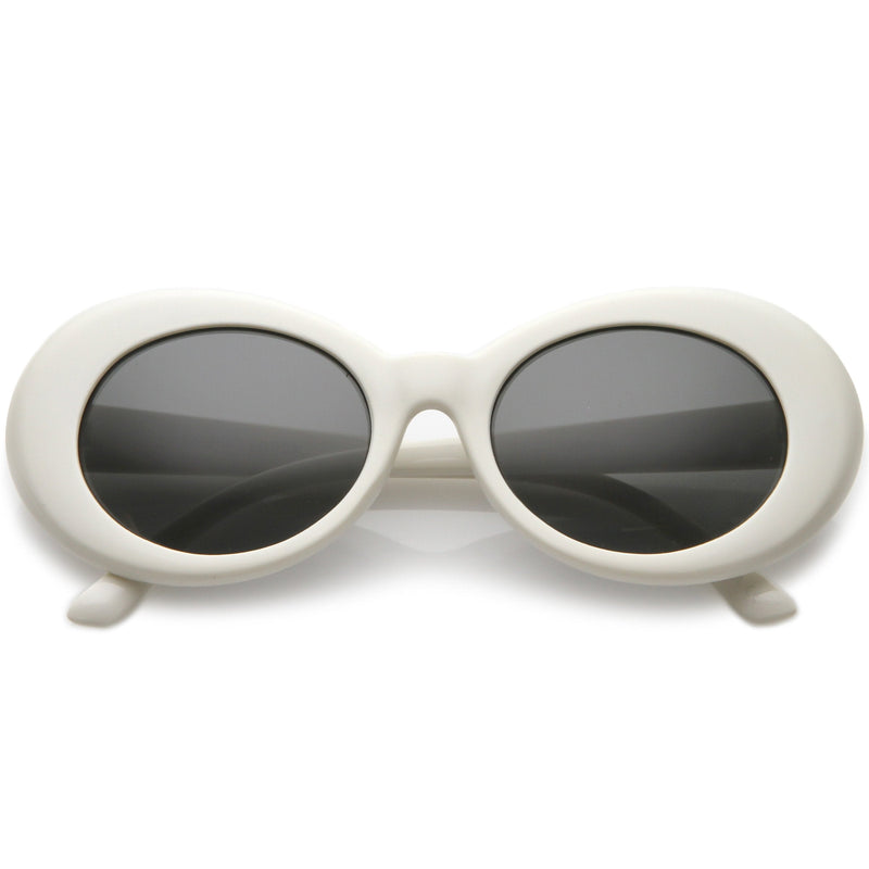 zeroUV Retro 1990's Fashion Oval Clout Goggle Sunglasses 51mm C381 Sunglasses White Smoke White Smoke