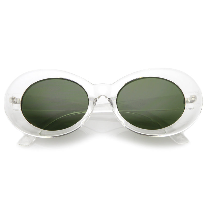 zeroUV Retro 1990's Fashion Oval Clout Goggle Sunglasses 51mm C381 Sunglasses White Smoke Clear Green