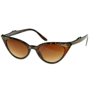 zeroUV Elegant 50s Vintage Womens Fashion Rhinestone Cat Eye Sunglasses 8433 Sunglasses White Smoke Tortoise,Black,Purple,Red,Brown Fade,Red Fade,Black Fade,Purple Fade,Brown Amber