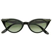 zeroUV Elegant 50s Vintage Womens Fashion Rhinestone Cat Eye Sunglasses 8433 Sunglasses White Smoke Black