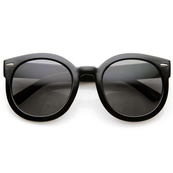 zeroUV Womens Designer Round Oversize Retro Fashion Sunglasses 8623 Sunglasses White Smoke Black Smoke